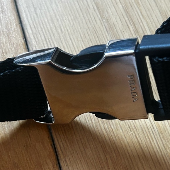 Prada Black Dual Pouch Crossbody Belt Bag with Silver Chain - 100% Authentic - Picture 3 of 3